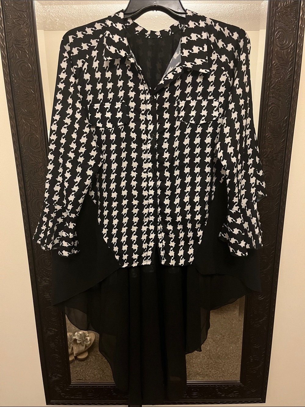 Black & White Houndstooth Layered Blouse Jacket - Women. One size. Med - XL best